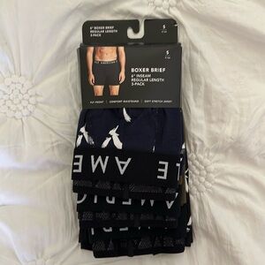 NWT American Eagle boxer brief 3 pack. Size XS. 6” regular length. Blk, blue,gr